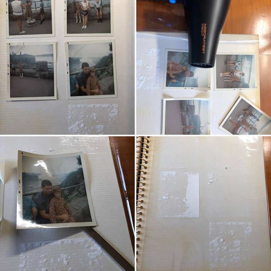 Priceless photos stuck in your old sticky album? Hairdryer and letter opener does the trick! Scan your album page first  in case of damage. The paper base can still stick a little. Good luck!  #savefamilyphotos #photoorganization #photopreservation